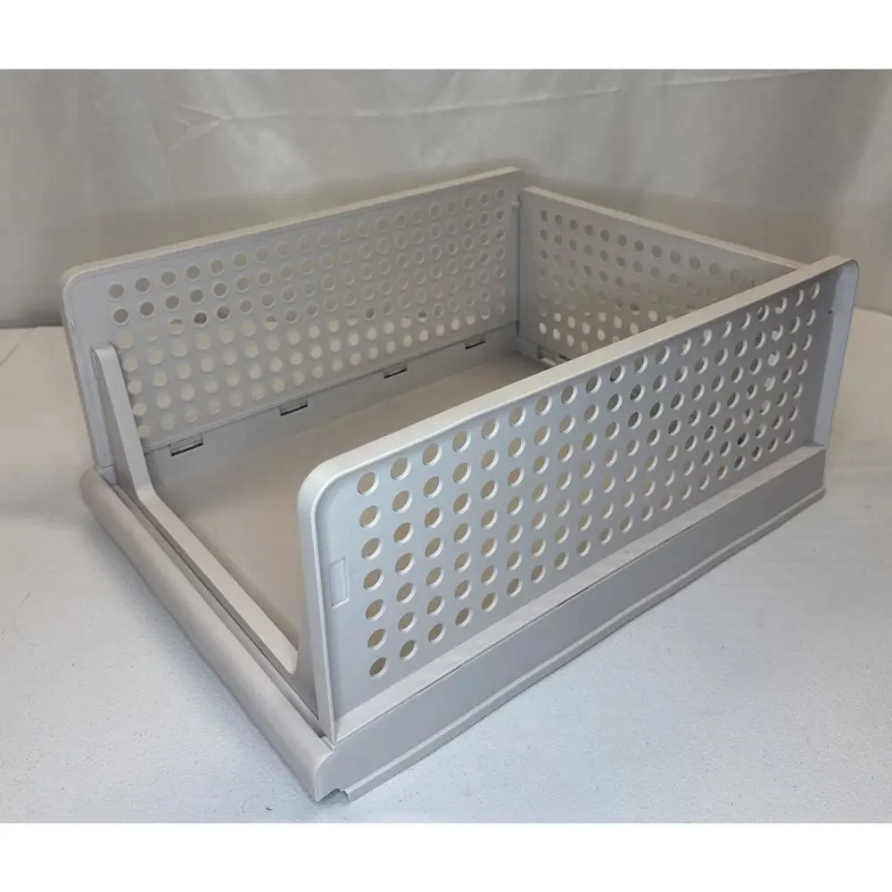 Stackable Plastic Storage Basket Foldable Closet Organizer Drawer Wardrobe Bins